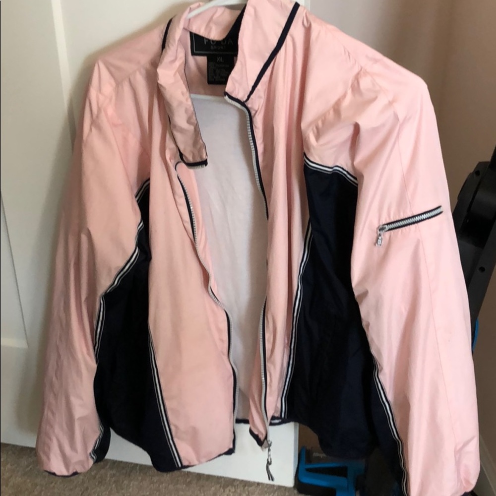 Retro pink and dark blue breathable sport jacket